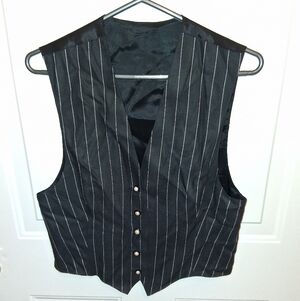 Women's Black/White Striped Vest, M, NWOT